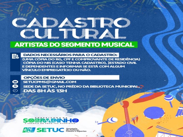Sobradinho: SETUC convoca os artistas do segmento musical para realizao do Cadastro Cultural