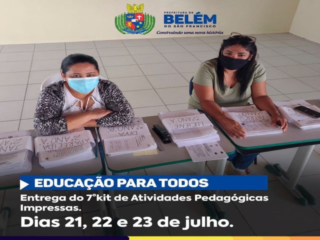 Belm do So Francisco-PE Secretaria de Educao segue com a entrega de kits de atividades pedaggicas para todos os alunos da rede municipal.