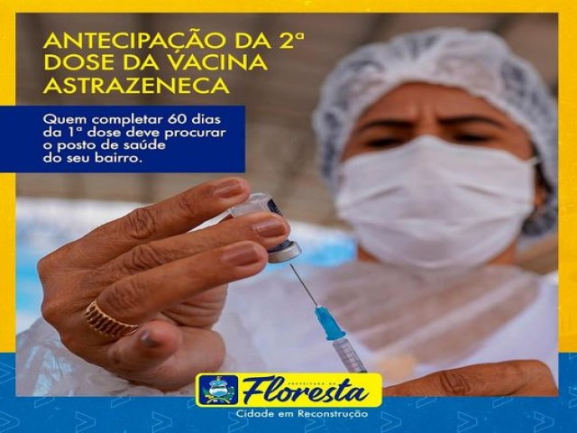 Seguindo o Ministério da Saúde, a segunda dose da vacina AstraZeneca teve seu período em relação à primeira dose antecipado.