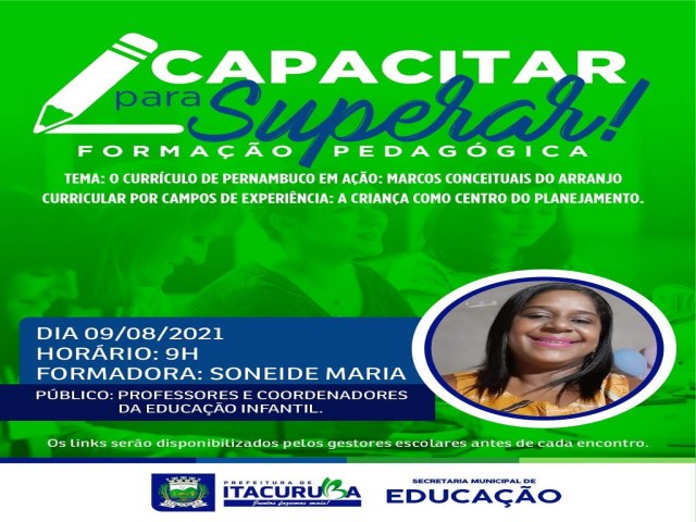 A Prefeitura de Itacuruba, através da Secretaria de Educação, inicia,hoje mais uma jornada de capacitação dos educadores. 