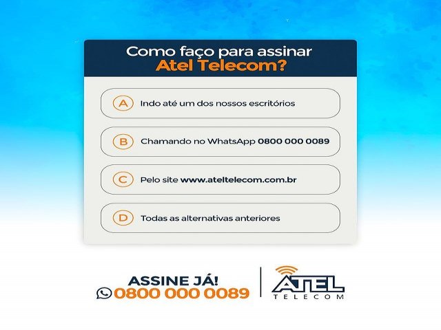 Assine Atel Telecom e tenha internet com ultravelocidade de verdade, e entretenimento para toda a famlia.  #VemPraAtel
