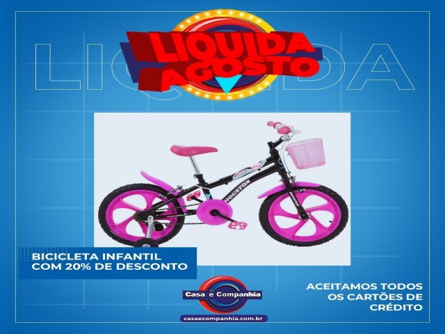 Tem liquidao na bicicleta infantil. Adianta o presente do Dia das Crianas para aproveitar o desconto. 