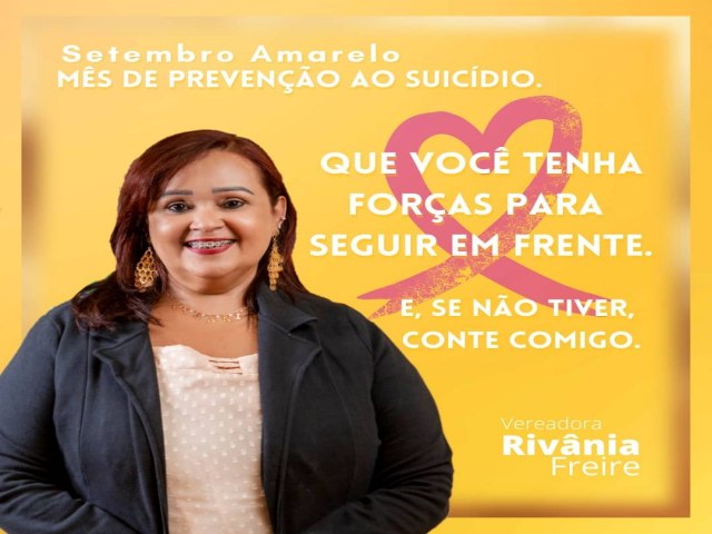 Vereadora de Itacuruba Rivania Freire apoia Campanha Setembro Amarelo