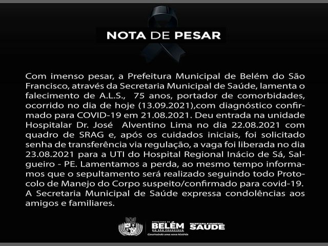 NOTA de PESAR Prefeitura de Belém 