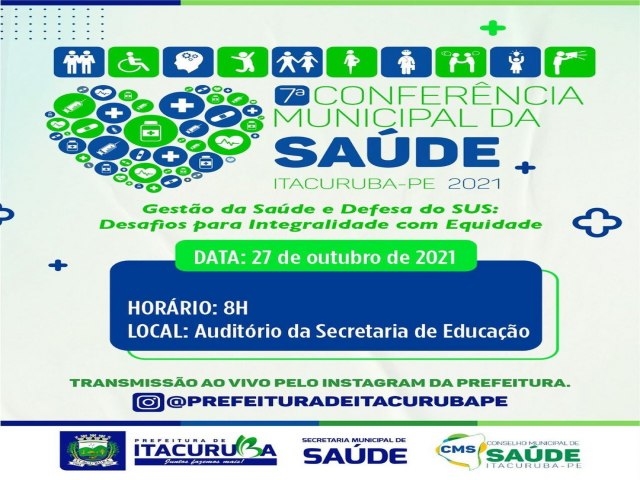 Nesta quarta-feira (27), realizaremos a 7a Conferência Municipal da Saúde em Itacuruba.