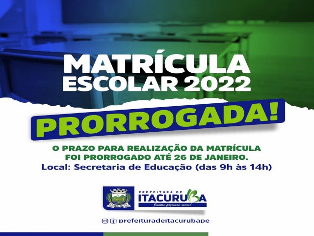 Prefeitura de Itacuruba Já estamos em contagem regressiva para o início das aulas