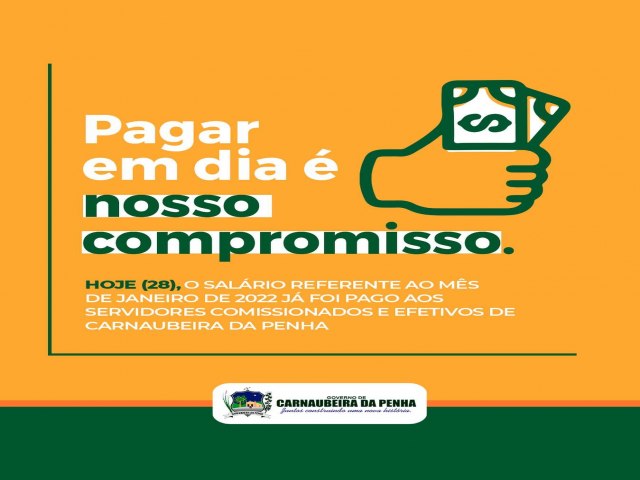 Prefeitura de Carnaubeira da Penha antecipa pagamento de salários.