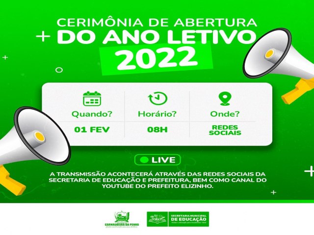 Cerimônia de Abertura do Ano Letivo 2022 (através das redes sociais e canal do YouTube);