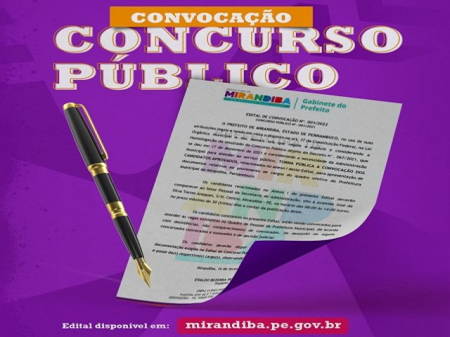 Prefeito de Mirandiba convoca aprovados em concurso público realizado em 2021