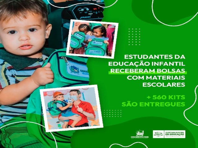 O Governo de Carnaubeira da Penha, por meio da Secretaria Municipal de Educao, est realizando a entrega de 560 kits de materiais escolares para todos os estudantes da Educao Infantil, 