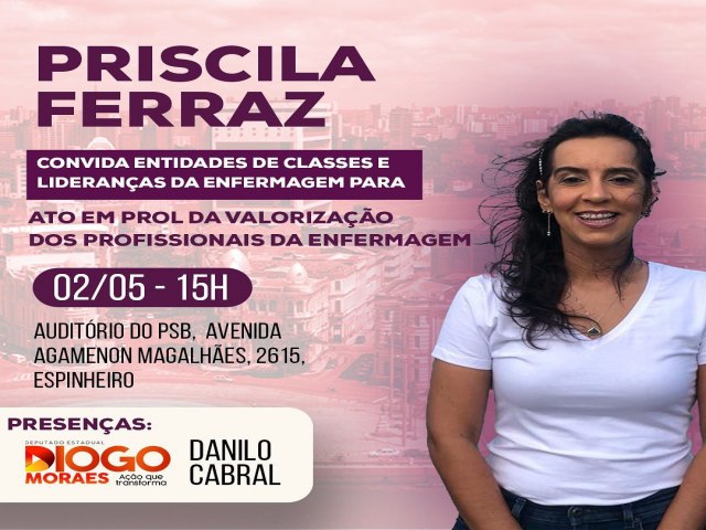 Convite da Enfermeira Priscila Ferraz