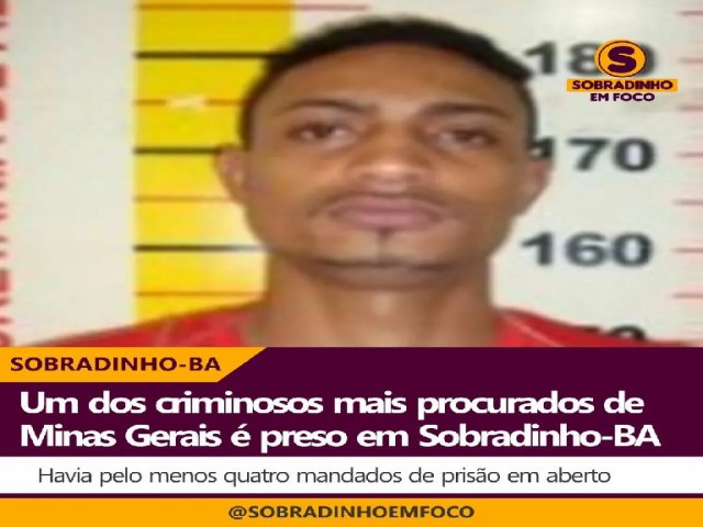 Um dos criminosos mais procurados de Minas Gerais, Jonathan Henrique de Assis Teixeira, foi preso em Sobradinho, na Bahia, nesta segunda-feira (9). 