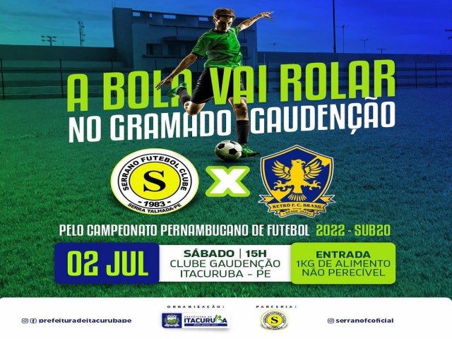 Sábado tem mais bola rolando no Gaudenção, pelo Campeonato de futebol Pernambucano Sub20. Uma grande partida entre SERRANO e Retrô.