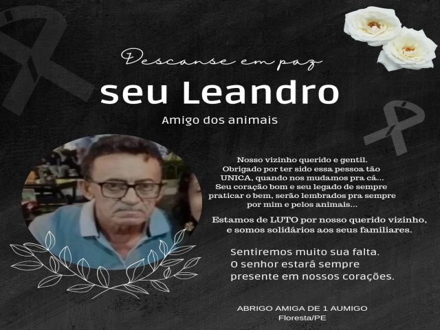 Floresta-PE Faleceu o  Marceneiro Senhor Leandro Calaa