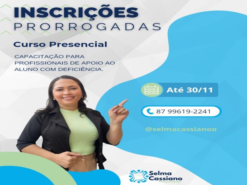 As inscries para o nosso curso de capacitao para Profissionais de apoio ao aluno com deficincia foram prorrogadas!