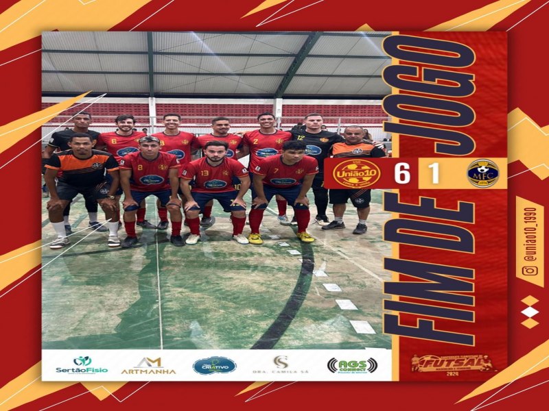 A equipe de futebol Unio10 FC estreia com vitria no Campeonato Florestano de Futsal 2024,