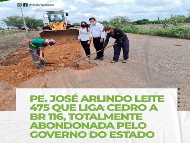 Autoridades municipais do Cedro afirmam que Governo de Pernambuco abandonou estrada que liga cidade  BR-116