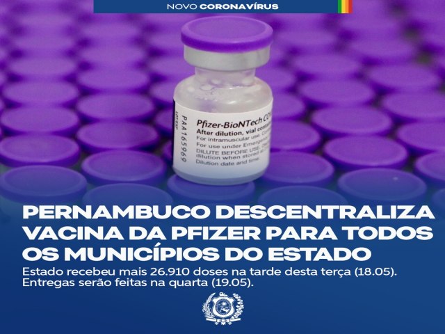 Pernambuco descentraliza vacina da Pfizer para todos os municpios 