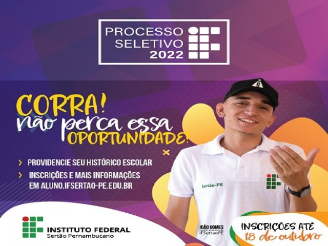 Campus Salgueiro do IFSertoPE inscreve para cursos tcnicos at o dia 18 com 240 vagas