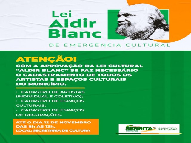 Prefeitura de Serrita realiza cadastro cultural para acesso a Lei Aldir Blanc