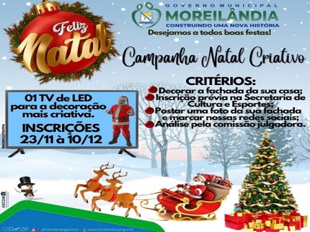 Prefeitura de Moreilndia lana competio para incentivar decoraes natalinas criativas