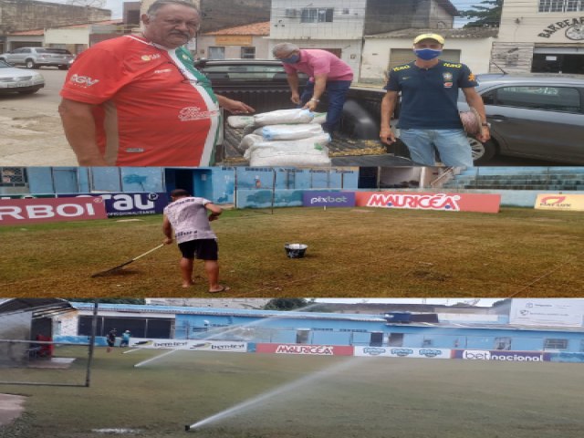 Estádio Cornélio de Barros em Salgueiro recebe doação de 200kg de adubo após inundação