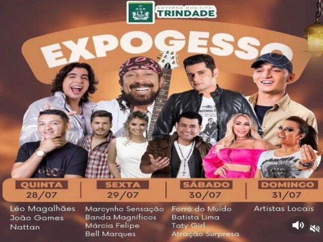 Prefeitura de Trindade lança a programação artística oficial da Expogesso 2022