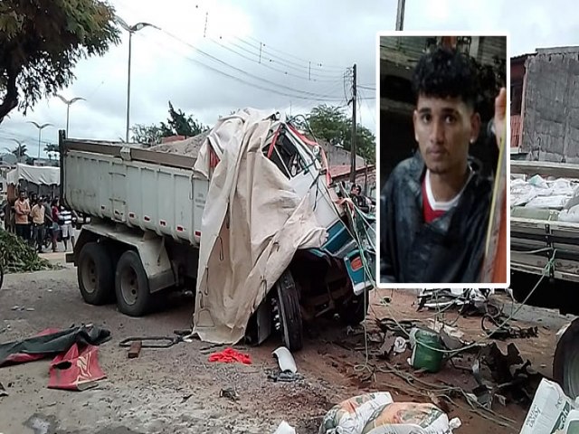 Sem freios, caminho bate noutro no Cariri e motorista morre preso s ferragens em Jardim - CE