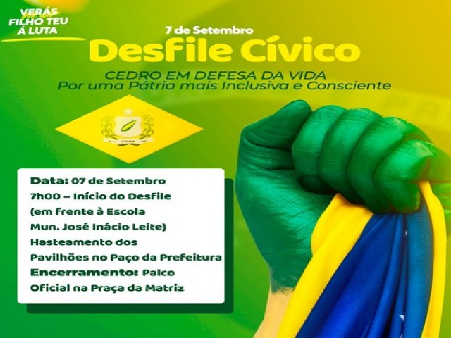 Cedro-PE celebra 200 anos da Independncia do Brasil com Desfile Cvico abordando o tema 