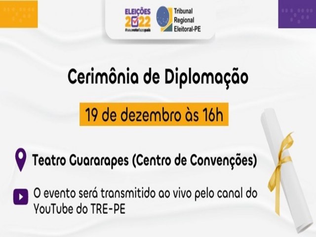 TRE Pernambuco, diploma 49 deputados, 25 parlamentares federais, uma senadora, uma vice-governadora e uma governadora, na segunda (19)