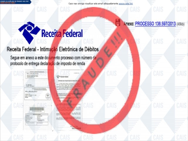 Receita Federal alerta para 'e-mail falso' do Imposto de Renda