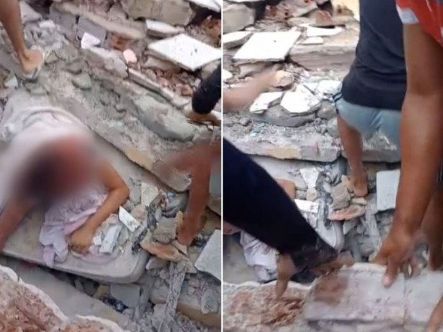 Vdeo mostra mulher encontrada com vida em escombros de prdio que desabou em Paulista-Pernambuco
