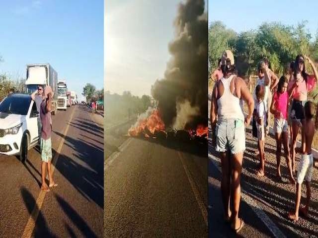 Moradores radicalizam contra a Compesa por falta dgua e fazem protesto fechando BR-232 no Serto