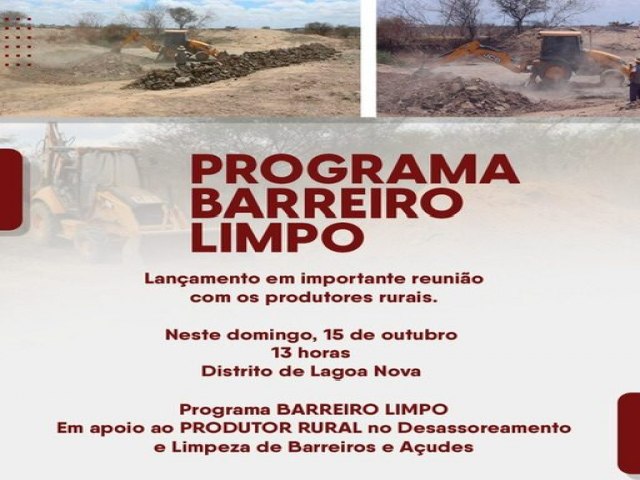 Neste domingo (15) Granito lana programa para limpar audes e barreiros