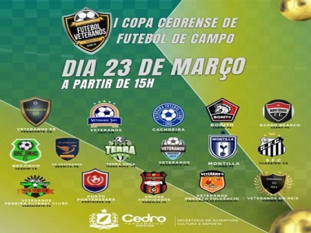 1 Copa Cedrense de Futebol de Campo reunir times de toda a regio em Cedro-PE a partir de 23 de maro