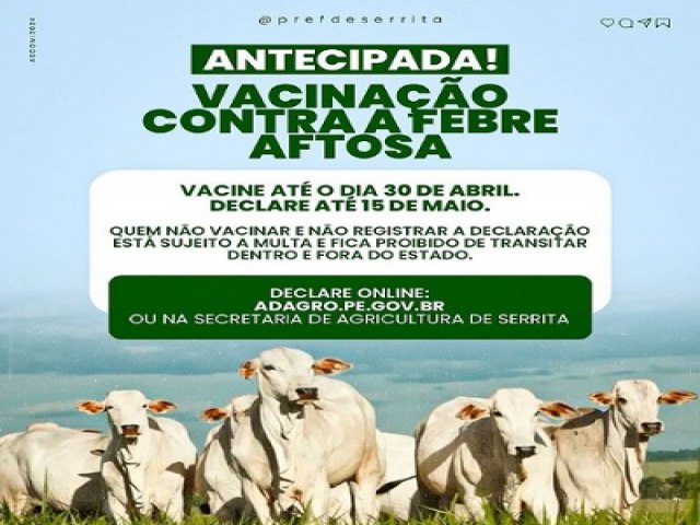 Serrita comea primeira etapa da campanha de vacinao contra a febre aftosa