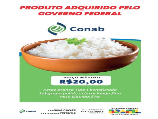 Governo divulga rtulo do arroz que ser importado; pacote de 5 kg ser vendido por R$ 20