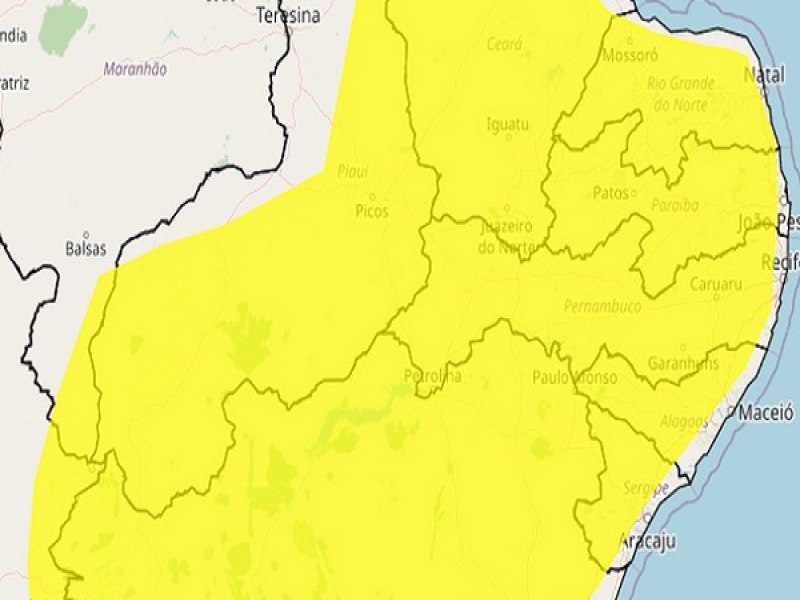 Meteorologia alerta para risco 