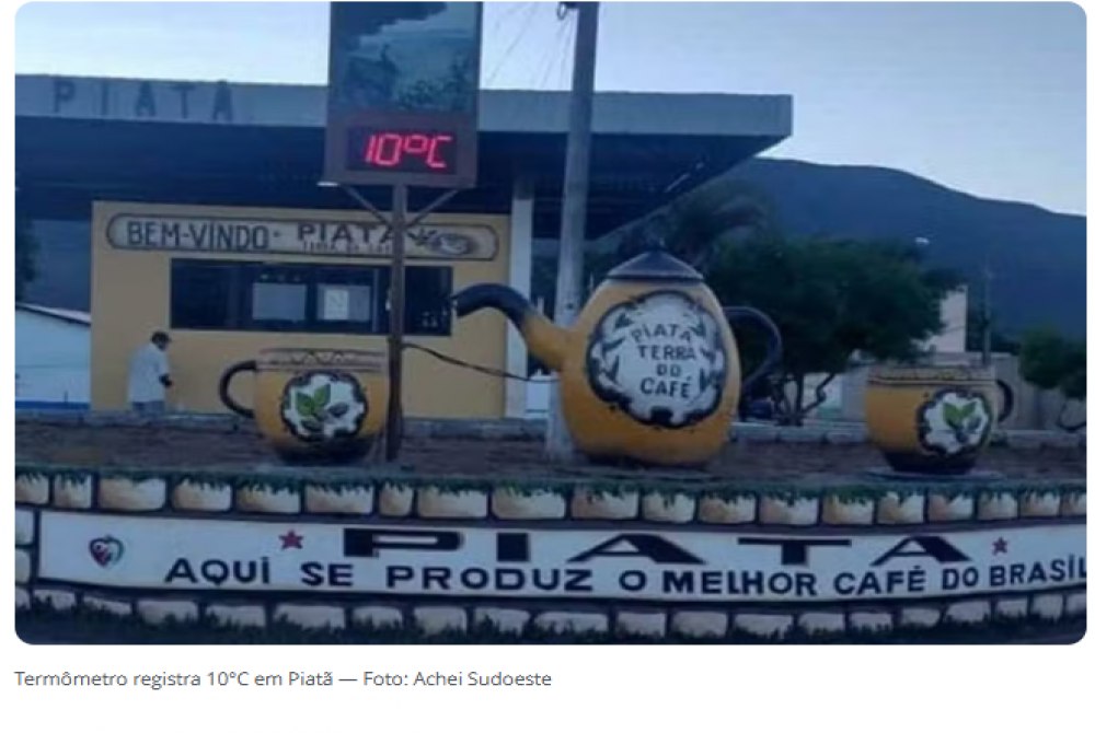Bahia: Cidade mais fria do Nordeste registra temperaturas pr�ximas de 12�C. Confira