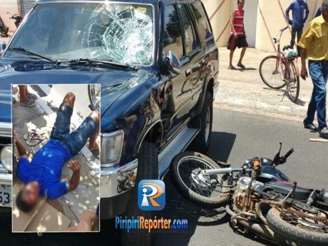 Motociclista fica ferido após colisão com carro em Piripiri