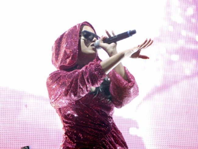 Anitta vai de capuz e óculos escuros a festival de música eletrônica no Rio