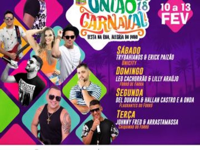 Programação Oficial do Carnaval 2018, em União-PI