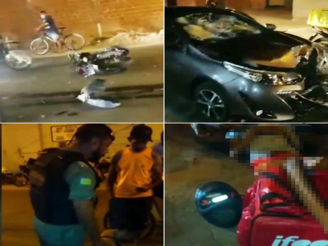 Vídeo: jovem empina moto, bate em carro e chama policial de 'moleque' em Teresina