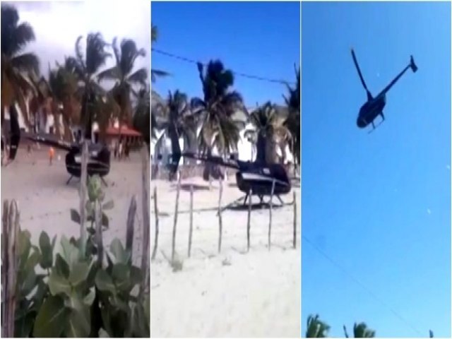 Vídeo: helicóptero pousa em Barra Grande, assusta moradores e causa transtornos