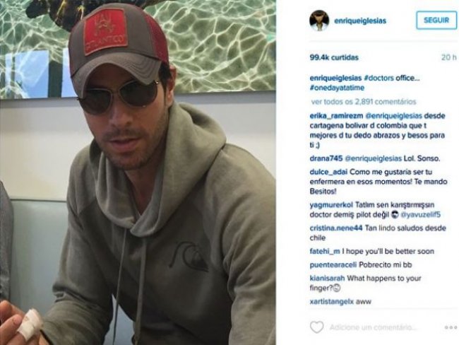 Enrique Iglesias posta foto após cirurgia de reconstrução na mão