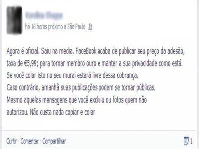 Post falso alerta que Facebook pode cobrar por privacidade