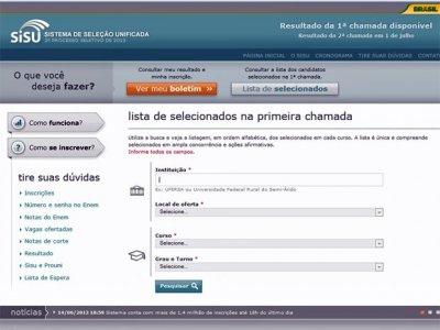 MEC divulga primeira chamada do Sisu do meio do ano