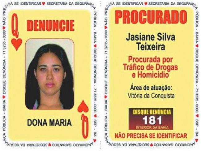 Lder de nova faco  a terceira mulher a entrar no Baralho do Crime