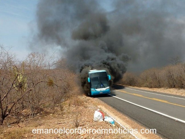 nibus da Progresso que faz linha Petrolina a Recife incendeia prximo a Lagoa Grande e causa pnico em passageiros