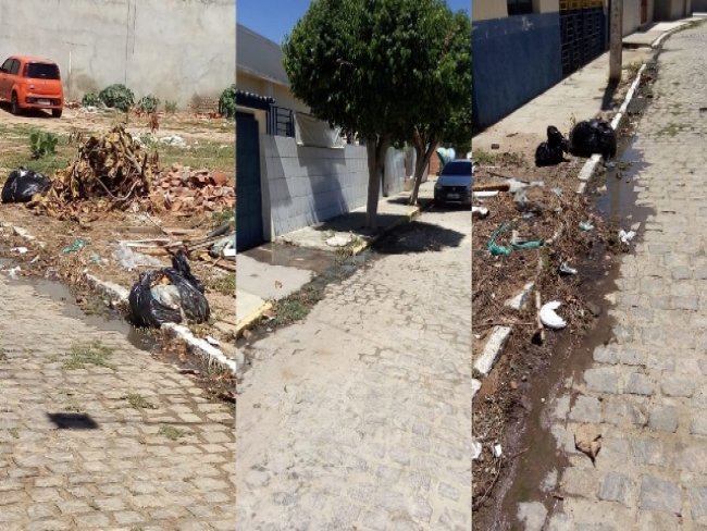 Lixo pelas caladas e abandono de equipamento pblico, causa indignao nos moradores de Lagoa Grande-PE